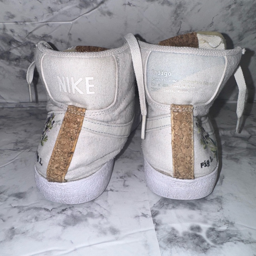 Preowned Nike Blazer Mid 77 Women 6.5 Indigo Trainers white blue floral project - Picture 11 of 11
